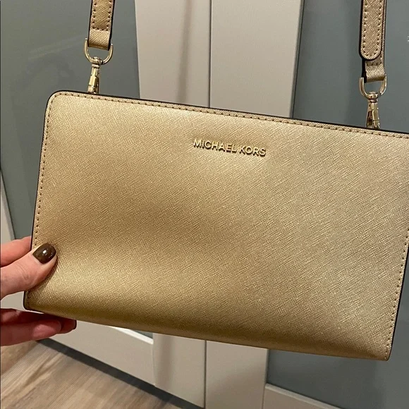 Michael Kors Metallic Gold Crossbody Bag - Picture 6 of 9